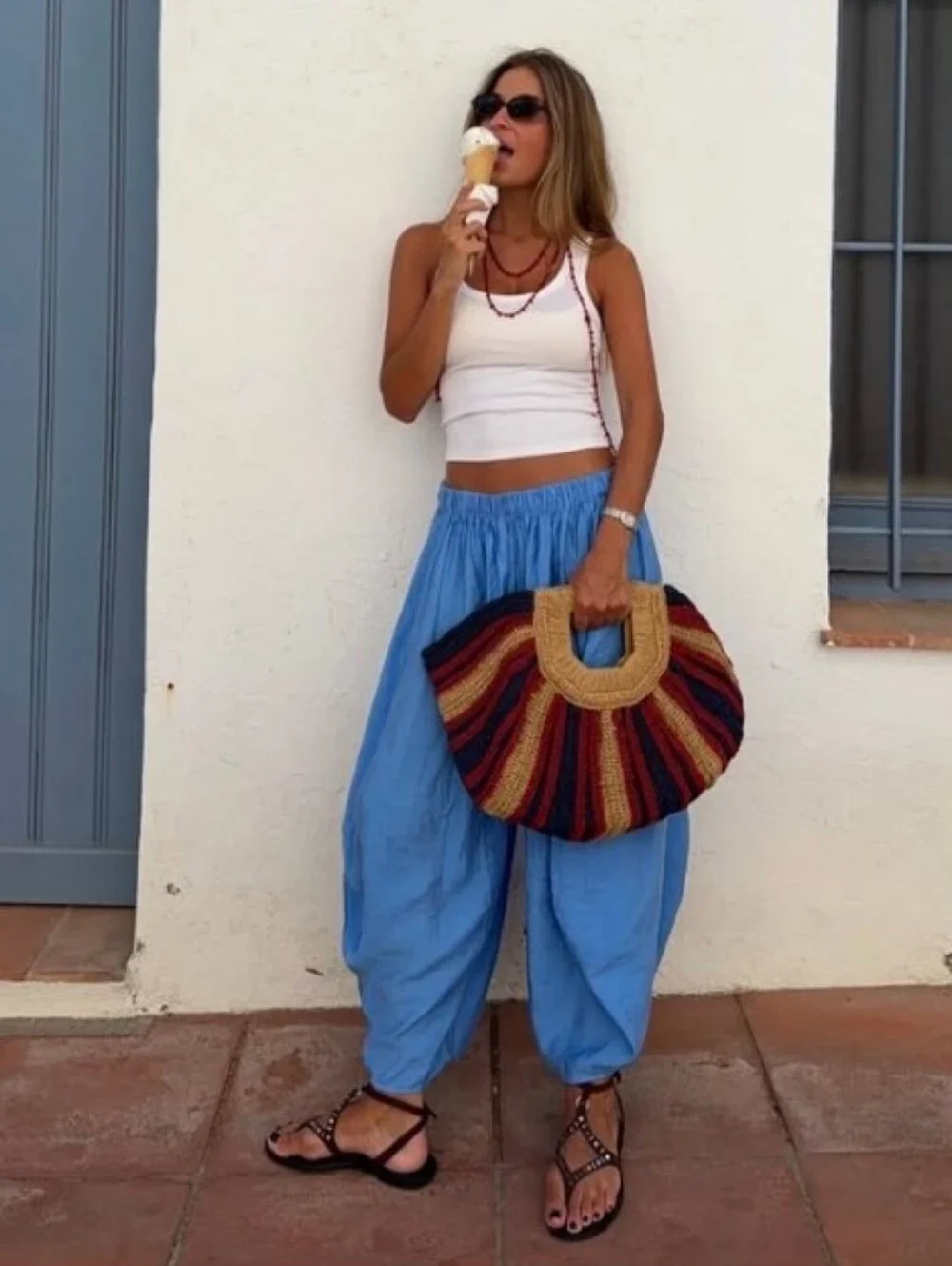 Zara NWT flowy volume pants blue